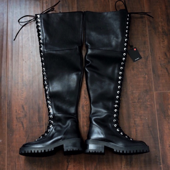 Zara over-the-knee lace up boots - Picture 5 of 8